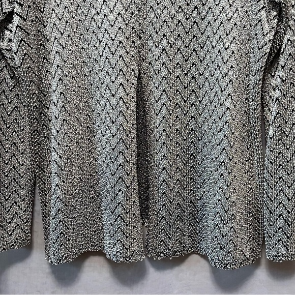 Vtg DIVINE Tunic Top Metallic Silver Chevron Cut-Out Design Disco Flowy Size 3XL - Picture 8 of 16